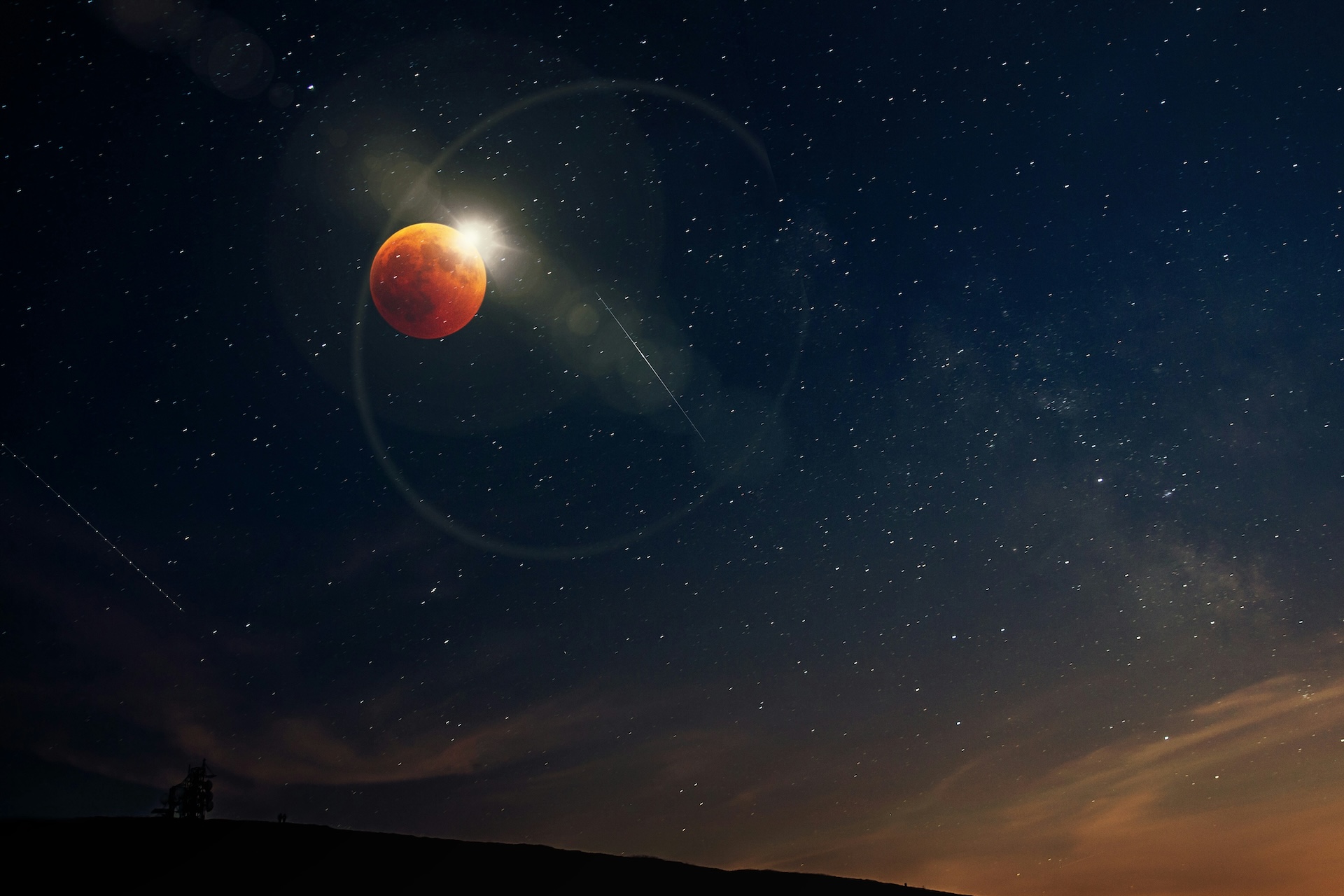 Vue de l'espace étoilé avec planete